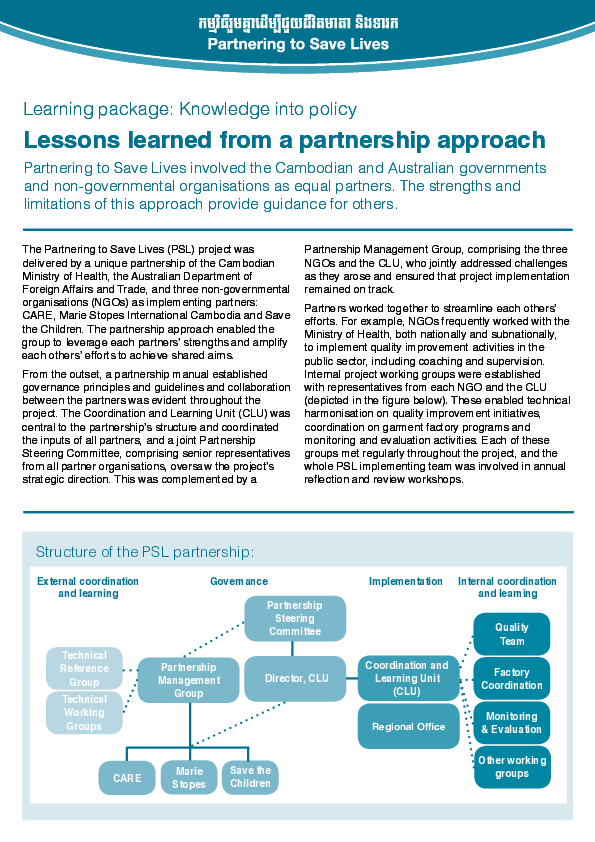 Lessons Learned From a Partnership Approach
